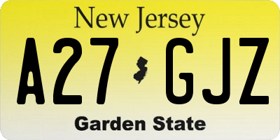 NJ license plate A27GJZ
