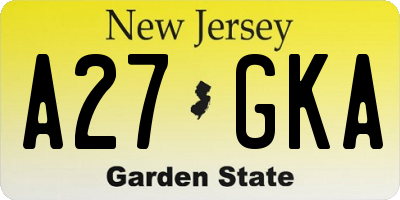 NJ license plate A27GKA