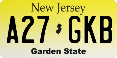 NJ license plate A27GKB