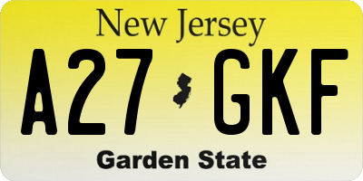 NJ license plate A27GKF
