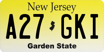 NJ license plate A27GKI