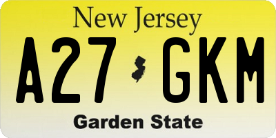 NJ license plate A27GKM