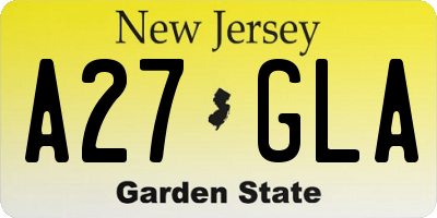 NJ license plate A27GLA