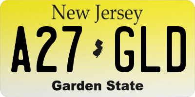 NJ license plate A27GLD