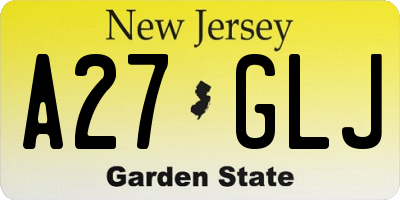 NJ license plate A27GLJ