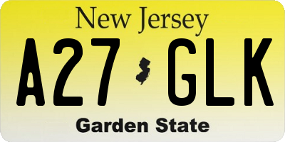 NJ license plate A27GLK