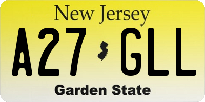 NJ license plate A27GLL