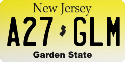 NJ license plate A27GLM