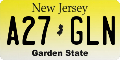 NJ license plate A27GLN