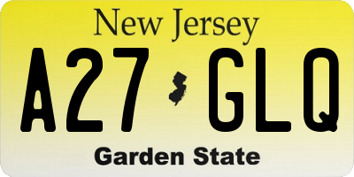 NJ license plate A27GLQ
