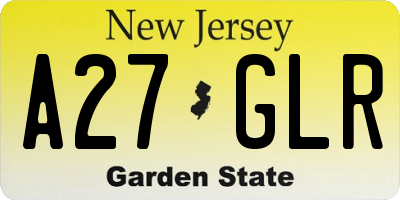 NJ license plate A27GLR