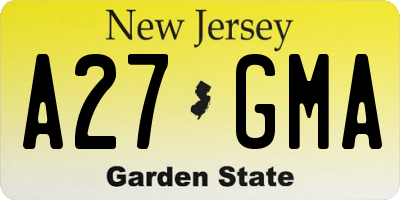 NJ license plate A27GMA