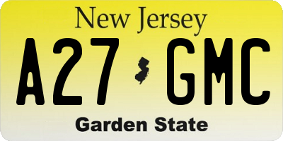 NJ license plate A27GMC