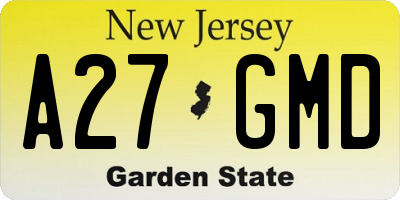 NJ license plate A27GMD