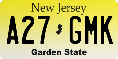 NJ license plate A27GMK
