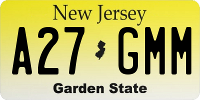 NJ license plate A27GMM
