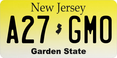 NJ license plate A27GMO