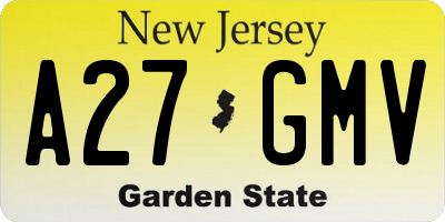 NJ license plate A27GMV
