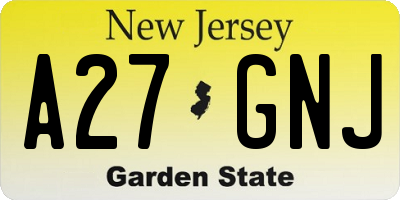 NJ license plate A27GNJ