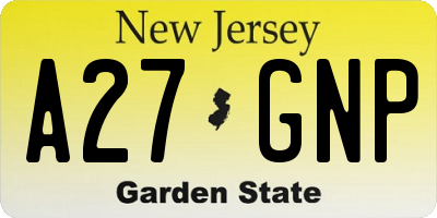 NJ license plate A27GNP