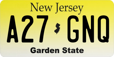 NJ license plate A27GNQ