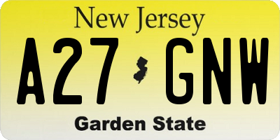 NJ license plate A27GNW