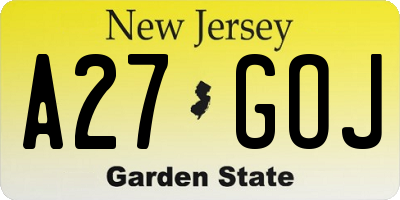NJ license plate A27GOJ