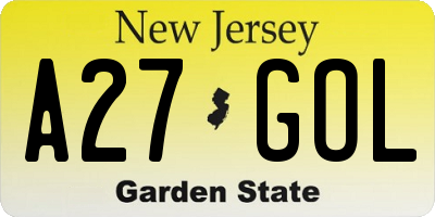 NJ license plate A27GOL