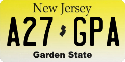 NJ license plate A27GPA