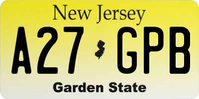 NJ license plate A27GPB