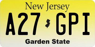 NJ license plate A27GPI