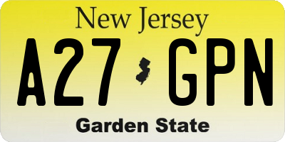 NJ license plate A27GPN