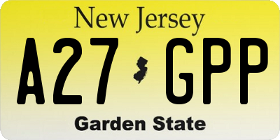 NJ license plate A27GPP