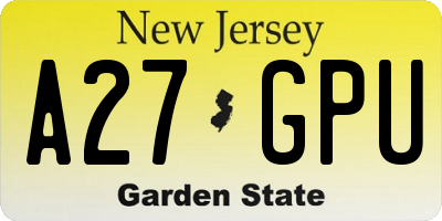 NJ license plate A27GPU