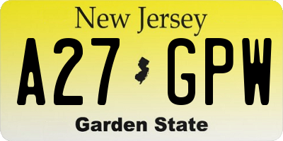 NJ license plate A27GPW