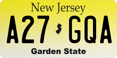 NJ license plate A27GQA