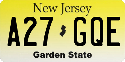 NJ license plate A27GQE