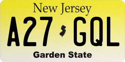 NJ license plate A27GQL