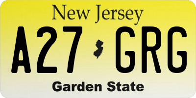 NJ license plate A27GRG