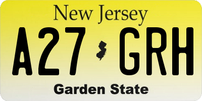 NJ license plate A27GRH