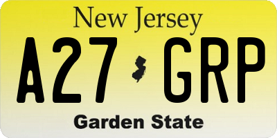 NJ license plate A27GRP
