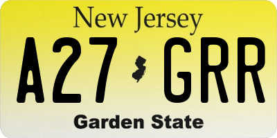 NJ license plate A27GRR