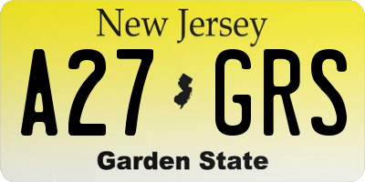 NJ license plate A27GRS