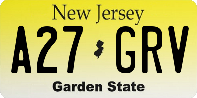 NJ license plate A27GRV