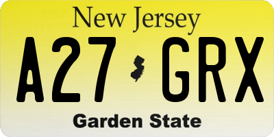 NJ license plate A27GRX