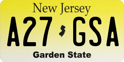 NJ license plate A27GSA