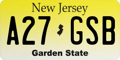 NJ license plate A27GSB