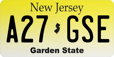 NJ license plate A27GSE