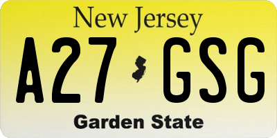 NJ license plate A27GSG