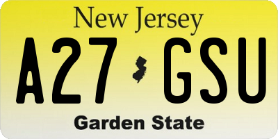 NJ license plate A27GSU